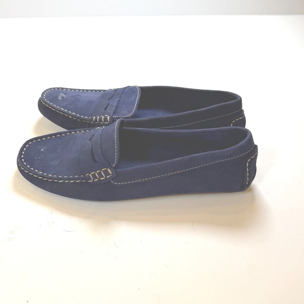 Bruno Magli Navy Blue Suede Driving Loafers Penny Moccasins Size 8 B - Picture 2 of 9